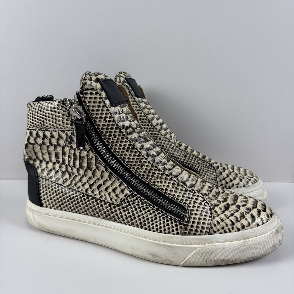 Giuseppe Zanotti Men's Leather Snake Print High Top‎ Sneakers EU 46/US 13 Shoes